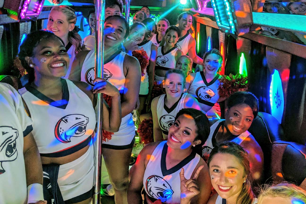 Jags Cheerleaders on 30 Passenger Party Bus